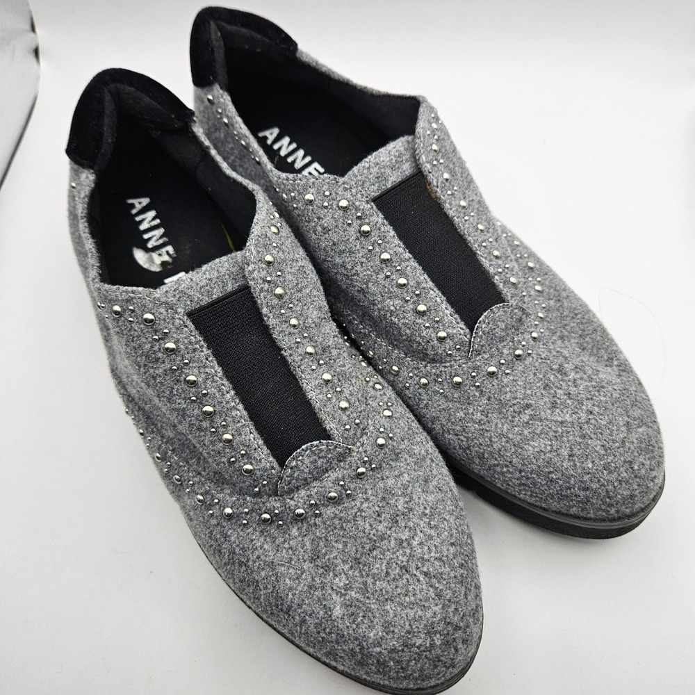 Anne Klein Ak Abbe Grey Studded iFlex Slip On Loafer Women's 8.5M